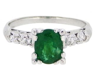 1.35ct Emerald & 0.06ct Diamond Ring