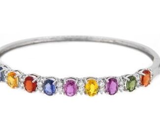 5.40ct Multicolor Sapphire & 0.68ct Diamond Bracelet