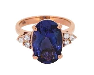 5.51ct Tanzanite & 0.17ct Diamond Ring
