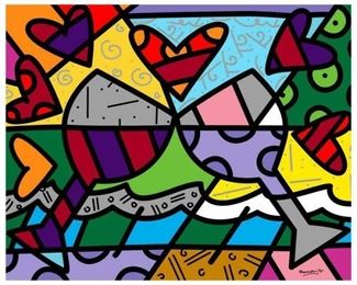 Romero Britto Toast to Love Glasses Giclee