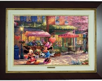 Thomas Kinkade Mickey and Minnie Sweetheart Cafe Lithograph