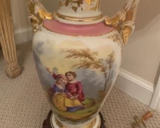 Antique hand painted lamp 