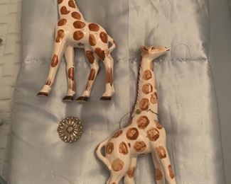 Rare Hand Painted Art Giraffes 