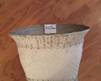 Victorian Era Woven White Washed Basket size 16” x 10 1/2 “ 