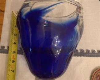 9” signed  hand blown Art Glass - signed