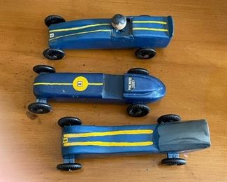 LOT #109 - $30 - Lot of 3 Vintage Wooden Race Cars / Racecars