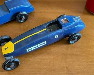 LOT #111 - $24 - Lot of 3 Vintage Wooden Race Cars / Racecars