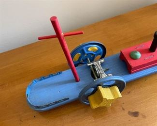 LOT #114 - $30 - Vintage Wooden "Clermont" Boat Toy by Skipper Mfg. Co, Chicago (no box)