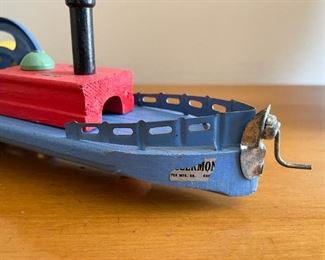 LOT #114 - $30 - Vintage Wooden "Clermont" Boat Toy by Skipper Mfg. Co, Chicago (no box)