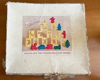LOT #117 - $25 - Vintage Box of Children's Wooden Puzzle Blocks