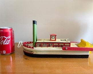 LOT #116 - $50 - Vintage Wood & Tin "Cotton Blossom" Toy Boat (Lot of 1 Boat, we have another lot that includes 2 more of these)