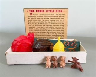LOT #120 - $15 - The Three Little Pigs - Vintage Miniature Playset