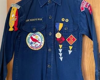 LOT #154 - $8 - Vintage Cub Scouts Shirt with Patches & Pins