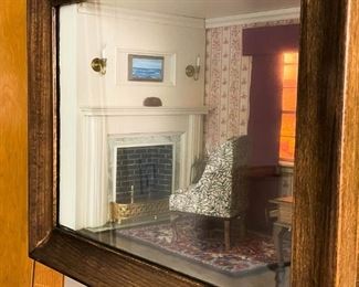 LOT #159 - $95 - Wall Mount Diorama - Miniature Room - Doll House (window lights up), approx. 14.5" L x 11.5" H x 9" Deep