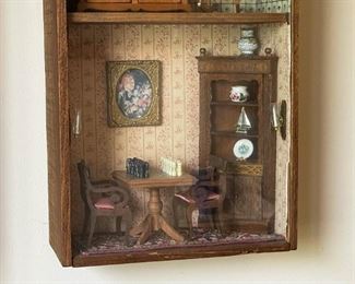 LOT #162 - $85 - Wall Mount Diorama - Miniature Rooms - Doll House (approx. 11.25" L x 24.5" H x 3.74" Deep)