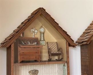 LOT #164 - $85 - Wall Mount Diorama - Miniature Rooms - Doll House (approx. 11.25" L x 24.5" H x 3.74" Deep)