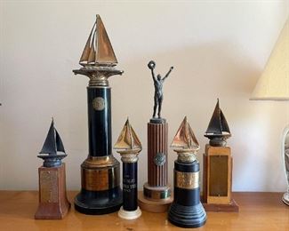 LOT #144 - $100 - Lot of Vintage Sailing Trophies (6 pieces, all here included in the lot)