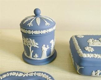 LOT #172 - $35 - Lot of Blue Wedgwood Jasperware (4 pieces included in the lot, as shown) 