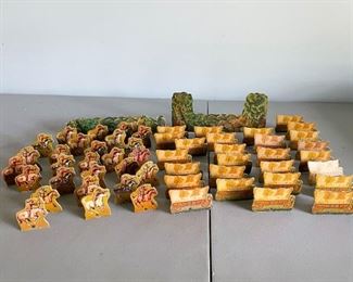 LOT #132 - $40 - Vintage Toy Lot (Cardboard Cut-Out Indians / Native American Warriors, Covered Wagons, and Scenery (over 50 pieces included)