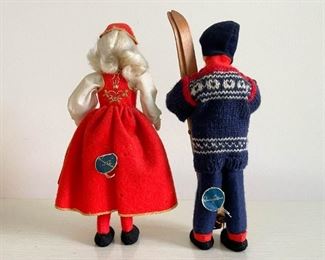 LOT #186 - $15 - Pair of Ethnic / Cultural Dolls, Traditional Clothes / Costumes, Skis