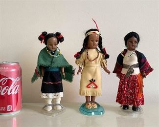 LOT #209 - $30 - Lot of 3 Ethnic / Cultural Dolls, Traditional Clothes / Costumes, Native American