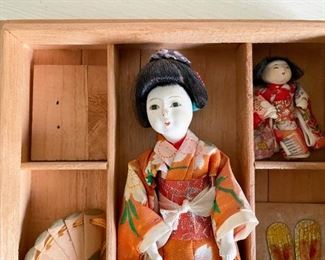 LOT #218 - $20 - Japanese Doll Set in Wooden Box
