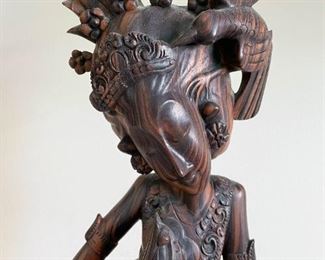 LOT #227 - $50 - Asian Rosewood Goddess Sculpture / Statue / Carving (there is a crack in the wood, see last photo)