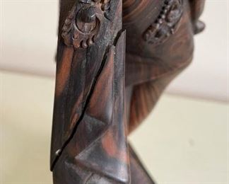 LOT #227 - $50 - Asian Rosewood Goddess Sculpture / Statue / Carving (there is a crack in the wood, see last photo)