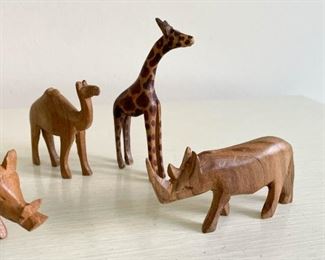 LOT #236 - $20 - Lot of 9 Wooden African Animals Figurines / Carvings 