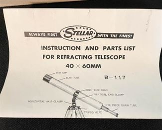 LOT #242 - $25 - Vintage Stellar Telescope Model No. B-117 (with box)