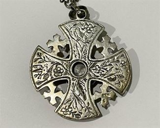 Lot # 292 - $325 - Silver Necklace with Large Jerusalem Cross Pendant