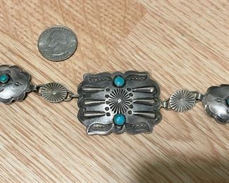 LOT #288 - $250 - Lot of 2 Southwestern Silver & Turquoise Belts (one of the belts needs repair at the clasp)