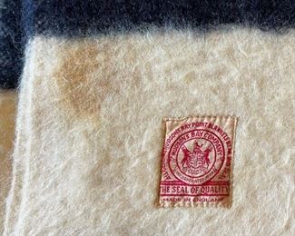 LOT #308 - $90 - Another Vintage Hudson Bay 4 Point Wool Blanket (some stains & pilling)