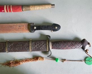 LOT #334 - $100 - Lot of 4 Knives / Swords (all shown here is included in the lot)