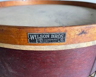 LOT #339 - $100 - Antique Wilson Bros Wooden Bass Marching Drum, MahoganyWilson Bros. Drum