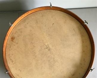 LOT #339 - $100 - Antique Wilson Bros Wooden Bass Marching Drum, Mahogany