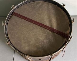 LOT #340 - $65 - Antique Marching Drum, Mahogany (has damage)