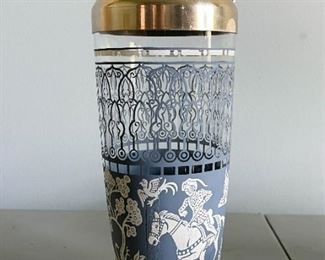 LOT #354 - $60 - Lot of Vintage Glassware / Glasses, Cocktail Shaker & Ice Bucket (Jeanette Wedgwood)