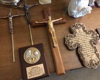 Many Catholic collectibles, icons, crosses, etc.