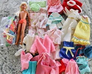 Vintage Skipper (Barbie’s younger sister) doll and outfits.