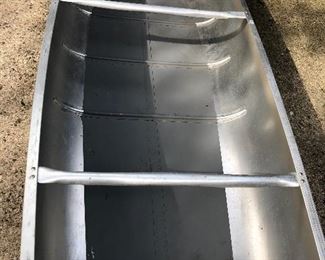 Close-up look at interior of Grumman 19’ canoe.