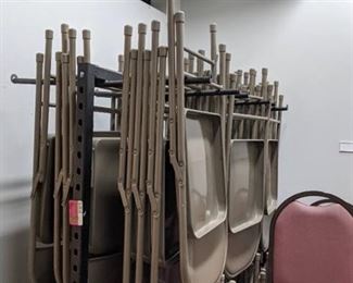 2 Tier Metal Frame Chair Rack With (55) Folding Chairs