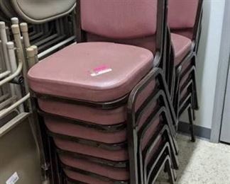 (40) Metal Frame Vinyl Covered Stackable Chairs