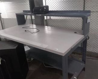 72" by 36" by 33 1/2" Dark blue and grey workbench