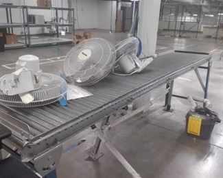 120" by 24" roller table: 3 fans included