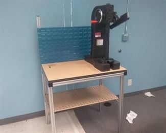 36" by 24" by 36 1/2" workbench with black press
