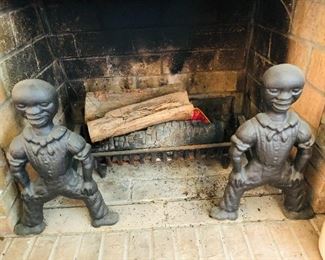 ANDIRONS - DOES HAVE DAMAGE ON LEG OF BOTH ANDIRONS 