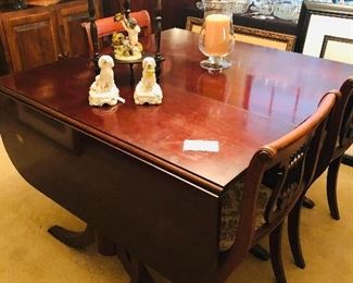 MAHOGANY DROP LEAF TABLE W/4 CHAIRS