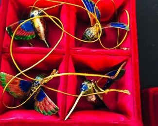 CLOISONNE HUMMINGBIRD ORNAMENTS