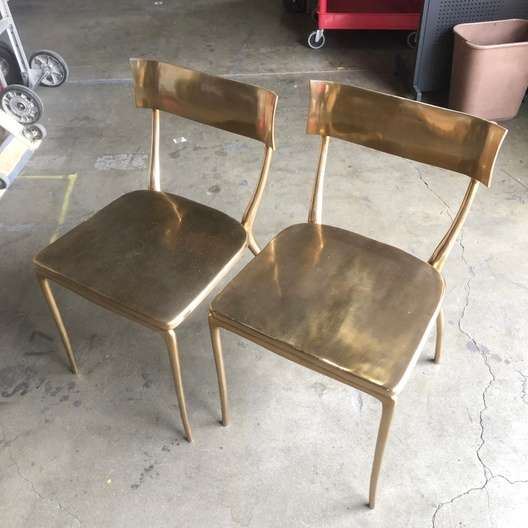Cb2 Gold Metal Chairs - Pair